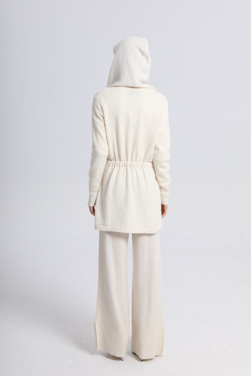 Hooded Cashmere Cardigan with Belt